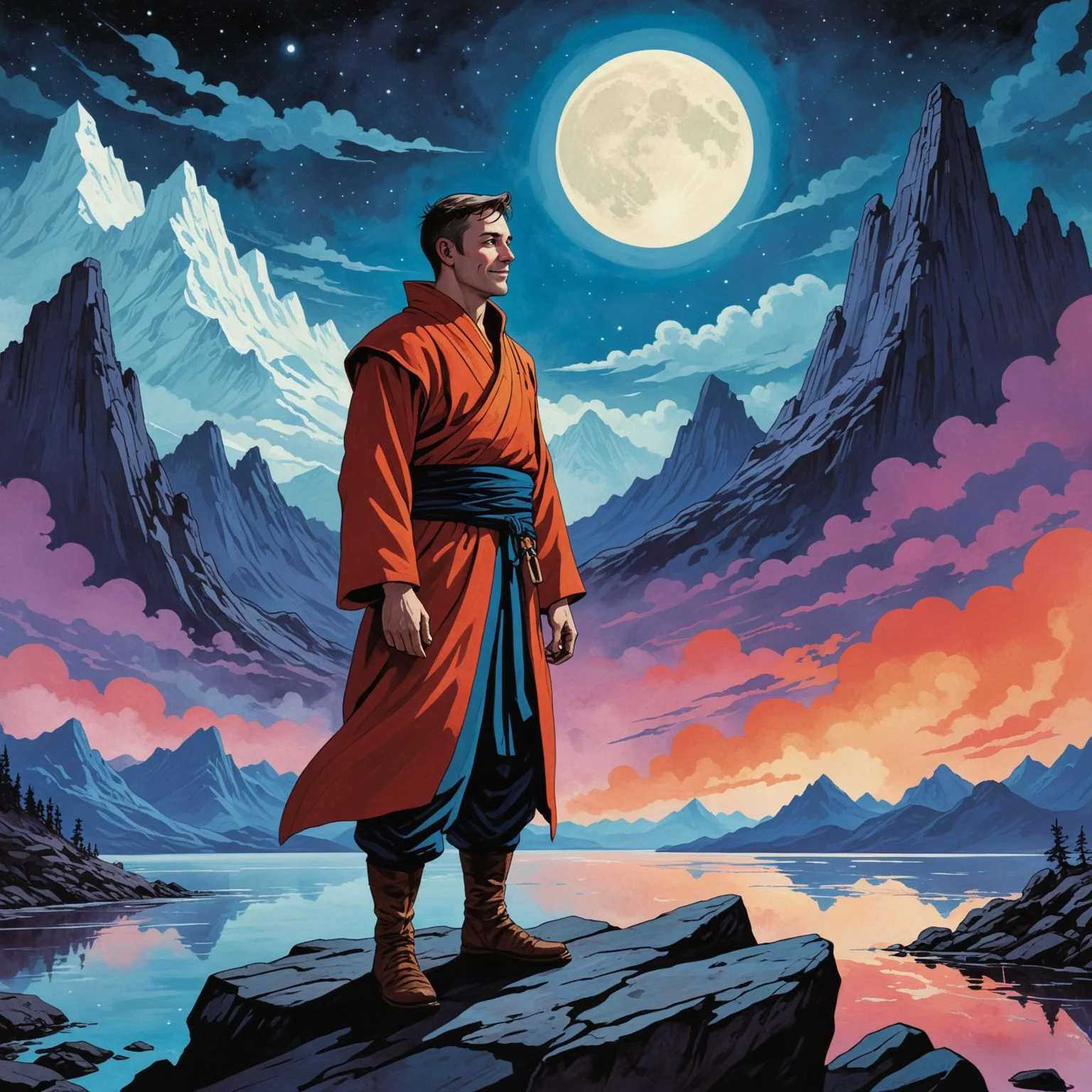 by Jeff Lemire and Nicholas Roerich in the style of Paul Kenton<lora:EnvyFeverDreamXL01a:0.40>