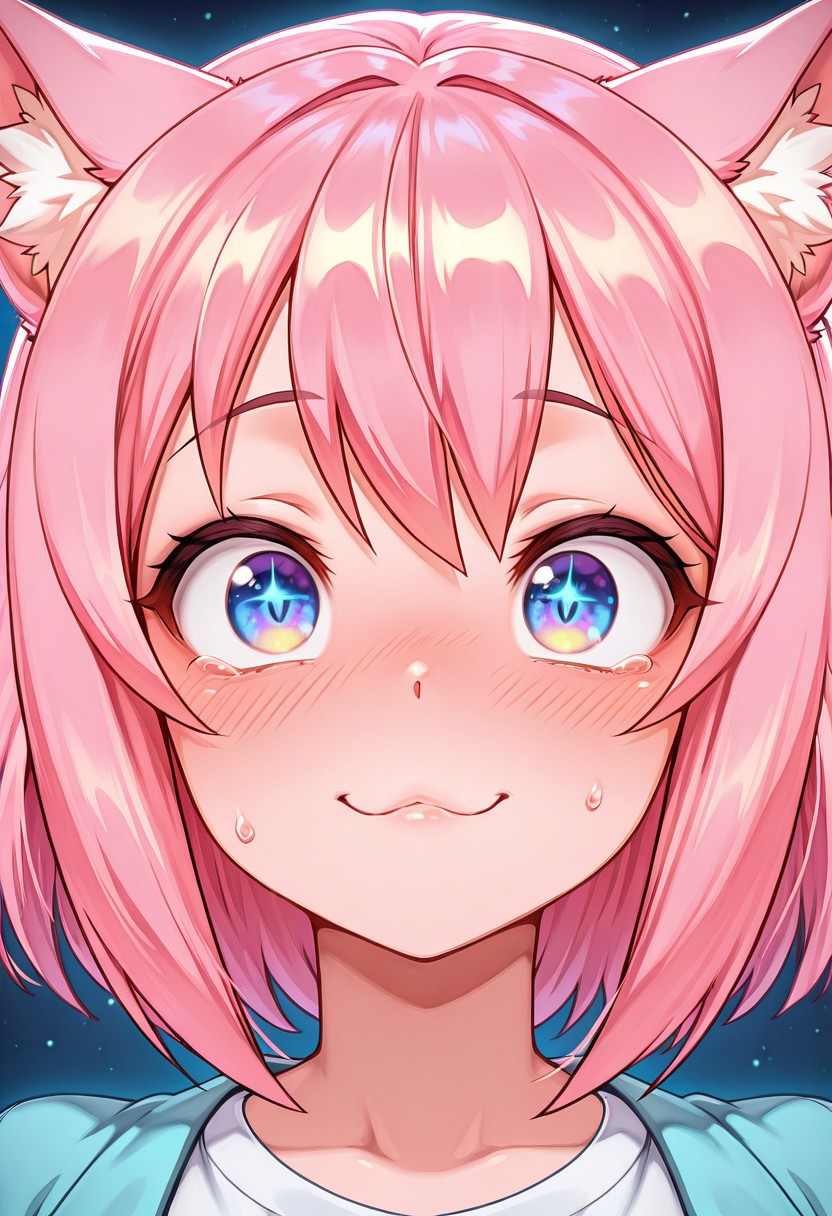 masterpiece, best quality, amazing quality, high detail, detailed face, detailed eyes, mnyastyle, 1girl, (anime catgirl being cute and stupid:1.1)