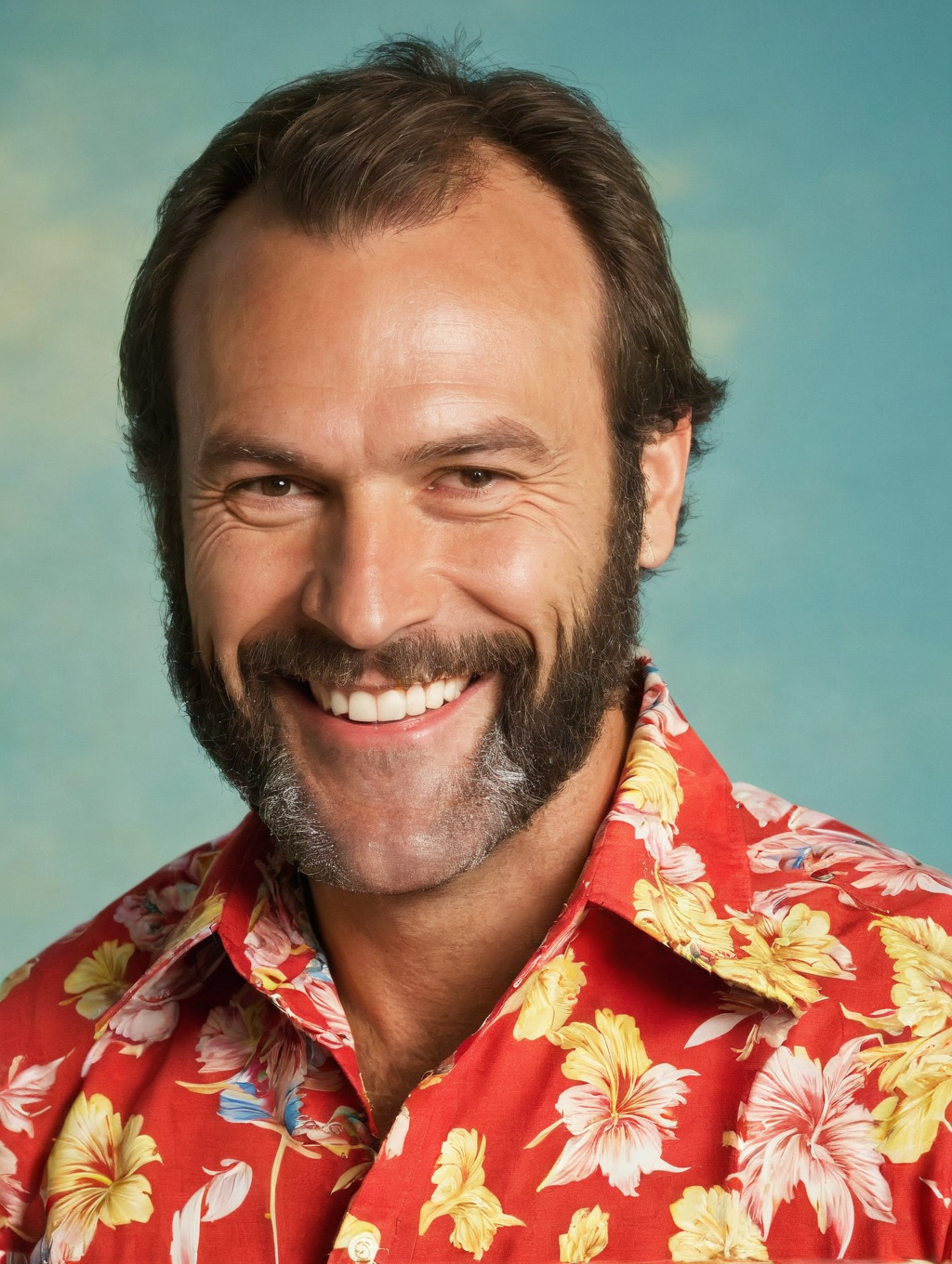 smiling friendly neighbour <lora:A_Sideburns_Cut:1.1>a_sideburns_cut, (mutton-chops), (naked chin), (hawaian shirt:1.2),