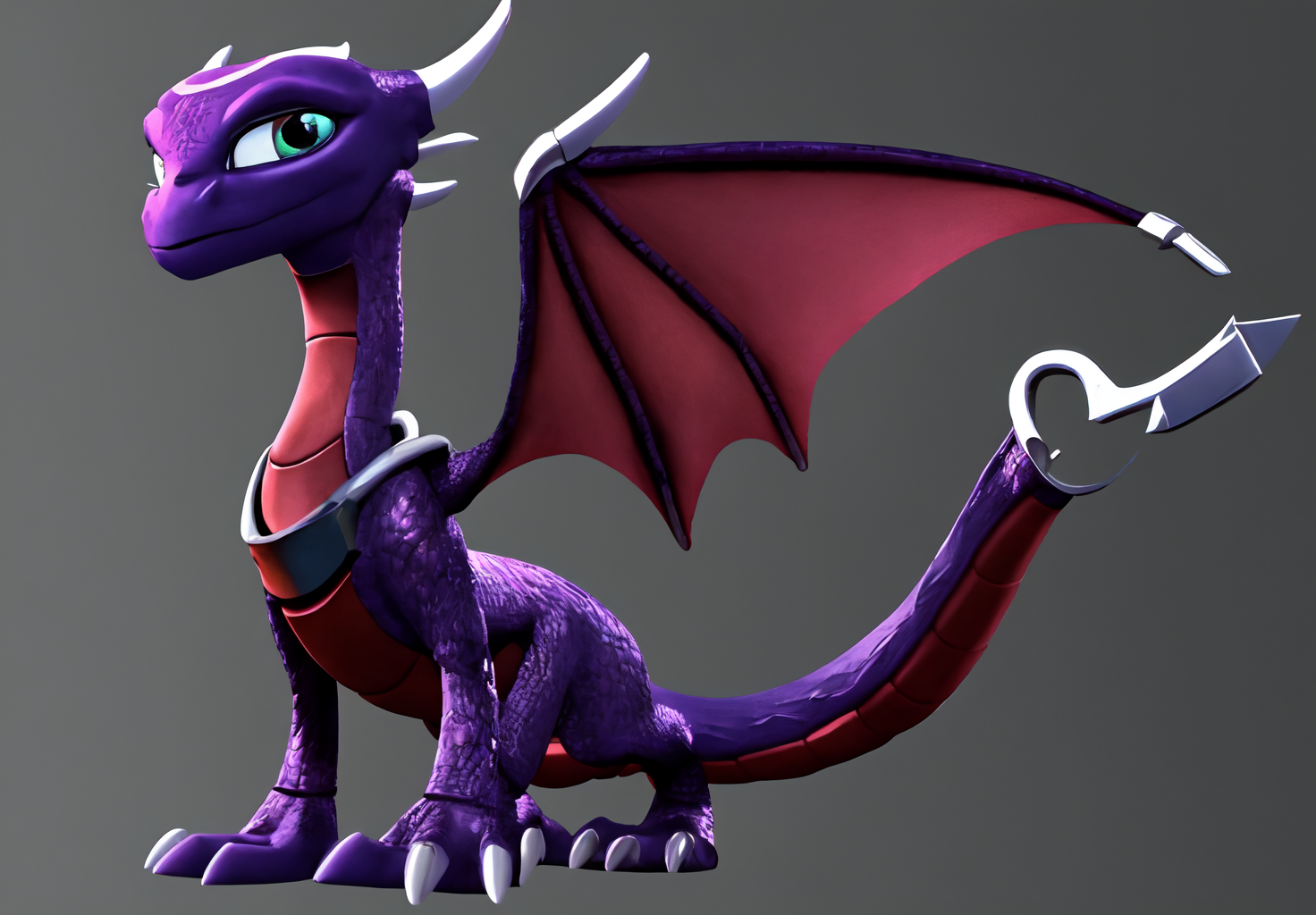 <lora:cynder:0.8>, cynder, solo, looking at viewer, smile, simple background, closed mouth, standing, full body, aqua eyes, black background,