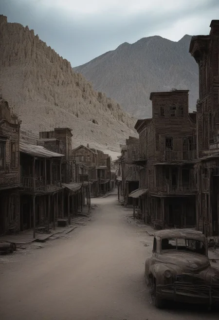 the ghost town, 8K, realistic, masterpiece,