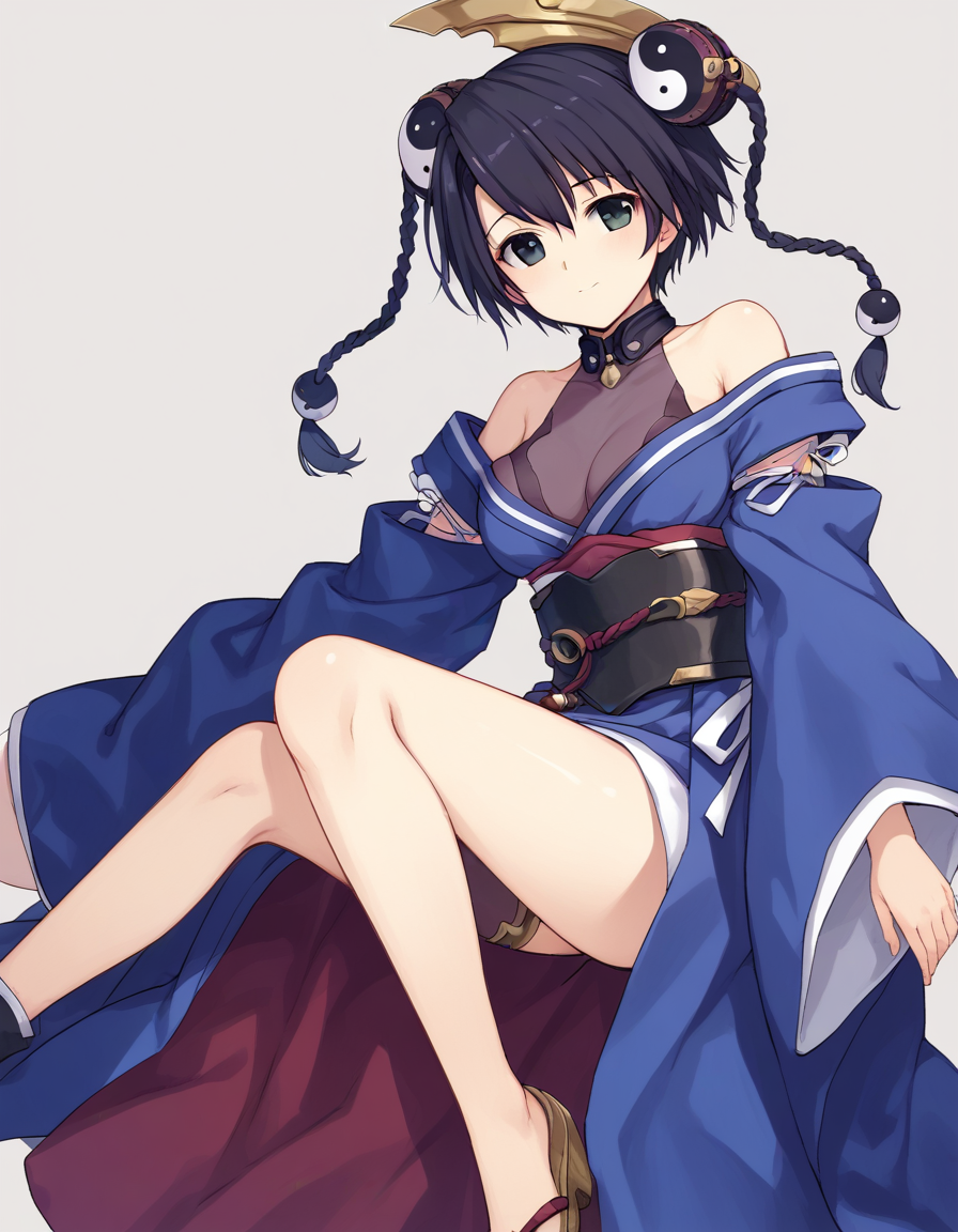 <lora:misha_arsellec_lune_XL_pony_v1:0.8>  misha arsellec lune, black shirt,blue miniskirt, single thighhigh, blue kimono, BREAK score_9, score_8_up, score_7_up, BREAK source_anime, best quality, masterpiece, uncensored,<lora:sdxl_lightning_4step_lora:1>(clear eyes:1.2),clear art,zPDXLpg,rating_explicit