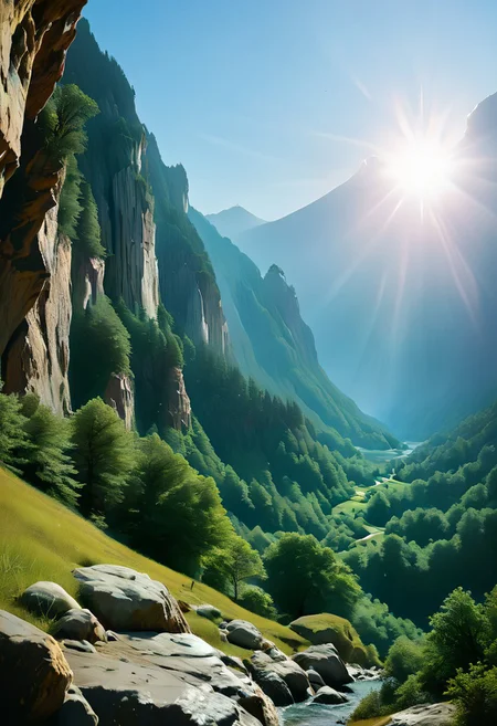 Stable_Yogis_PDXL_Positives,
A sprawling valley of cascading waterfalls cutting through layered sandstone cliffs, viewed from a sweeping aerial perspective that reveals turquoise plunge pools and winding river networks. Golden-hour sunlight pierces mist rising from thunderous falls, illuminating intricate textures of water-smoothed rock strata and vibrant moss colonies clinging to vertical surfaces. Close-up details of fern fronds trembling in the perpetual spray, their fractal patterns echoed in the dendritic river deltas below. Low-angle shots framing monolithic cliff faces against swirling cloud formations, while tracking perspectives follow ibex traversing narrow ledges above abyssal gorges. Ultra-detailed 8k rendering captures every water droplet in mid-air suspension and crystalline reflections in ancient rockpools. A symphony of emerald, amber, and sapphire hues created by mineral-rich waters, lichen communities, and twilight's deepening azure gradients across the canyon's stratified geology.