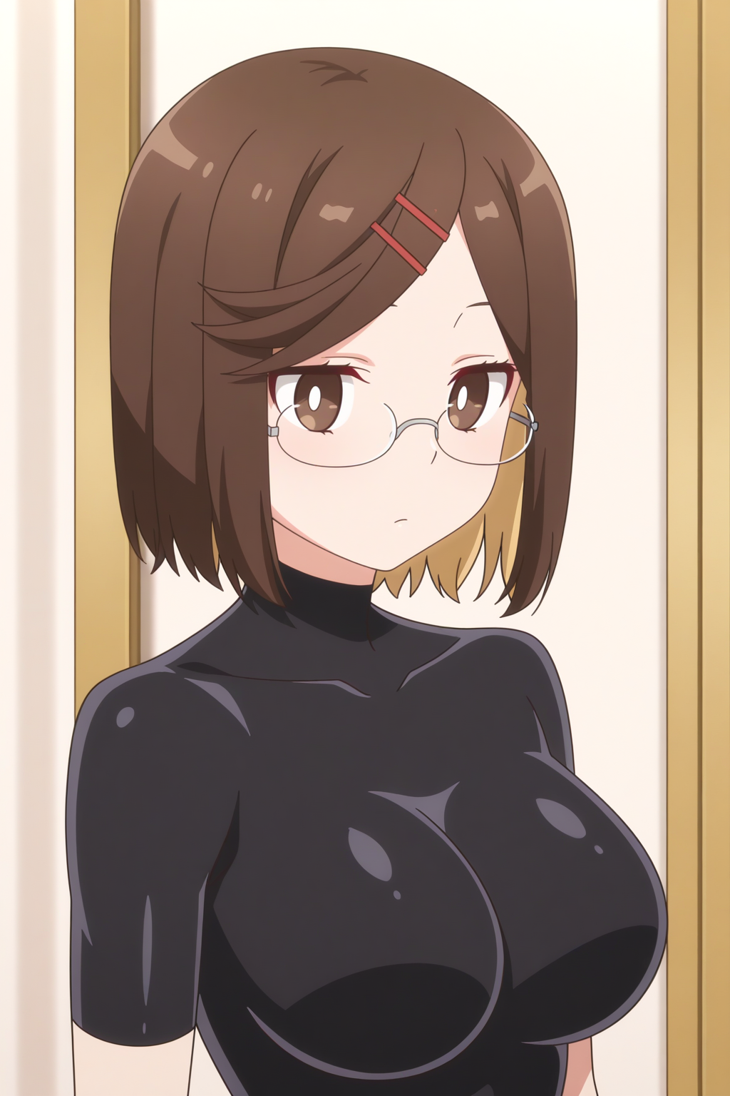 anime coloring, newest, masterpiece, Konoha Koga, black bodysuit, glasses  <lora:Ninja_to_Koroshiya_no_Futarigurashi_-_Konoha_Koga-_-illustrious:0.8>
