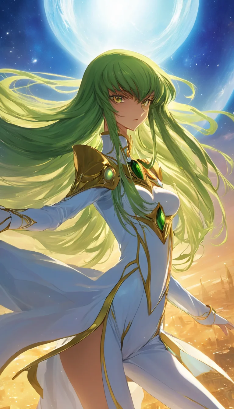 ethereal fantasy concept art of Cinematic scene, hero view, 1girl, C.C., Code Geass, action pose, detailed background, masterpiece, best quality, high quality, highres, absurdres <lora:cc:1> . magnificent, celestial, ethereal, painterly, epic, majestic, magical, fantasy art, cover art, dreamy