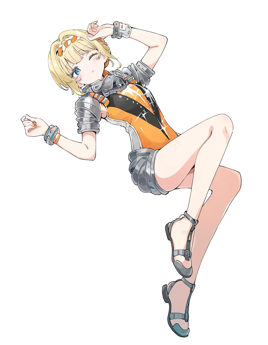 1girl,solo,kubohuahuan,looking at viewer,white background,simple background,<lora:kubohuahuan-000012:1>,one eye closed,full body,, masterpiece, best quality, very aesthetic, absurdres,newest, incredibly absurdres,, (Ixy:0.6)),(hiten \(hitenkei\):0.7),