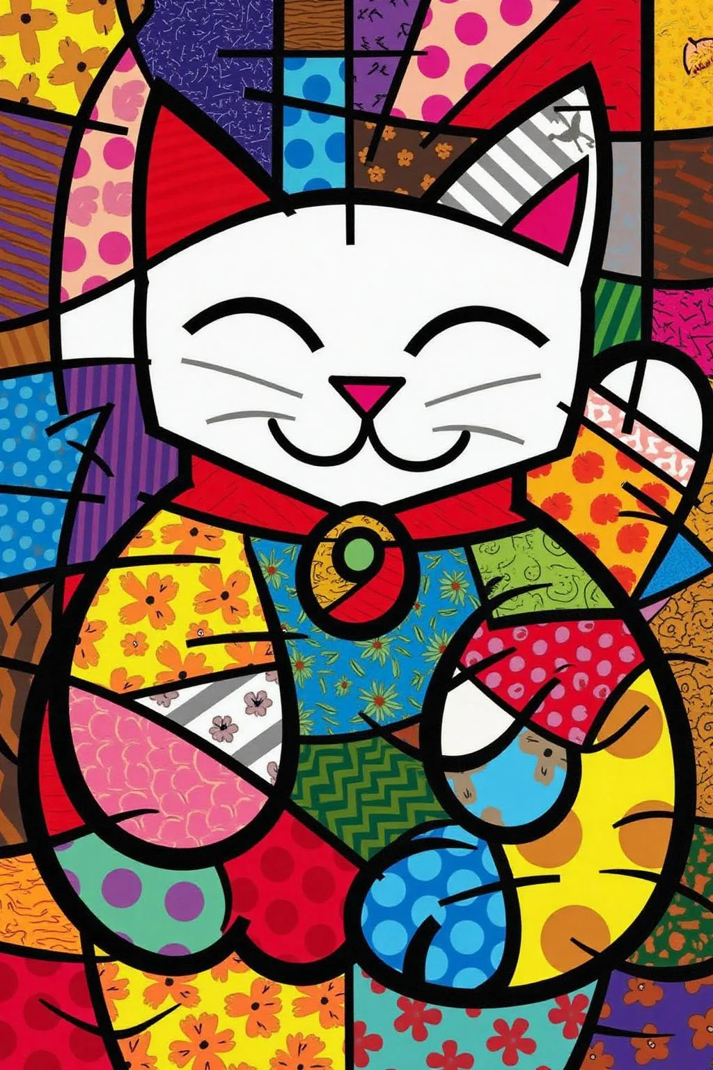 romeb1 illustration.
Maneki-neko , divided into distinct, bold, geometric sections with sharp, clean lines. <lora:romeb1_cap_d6a3e12:1.0><lora:829168343291524301:0>