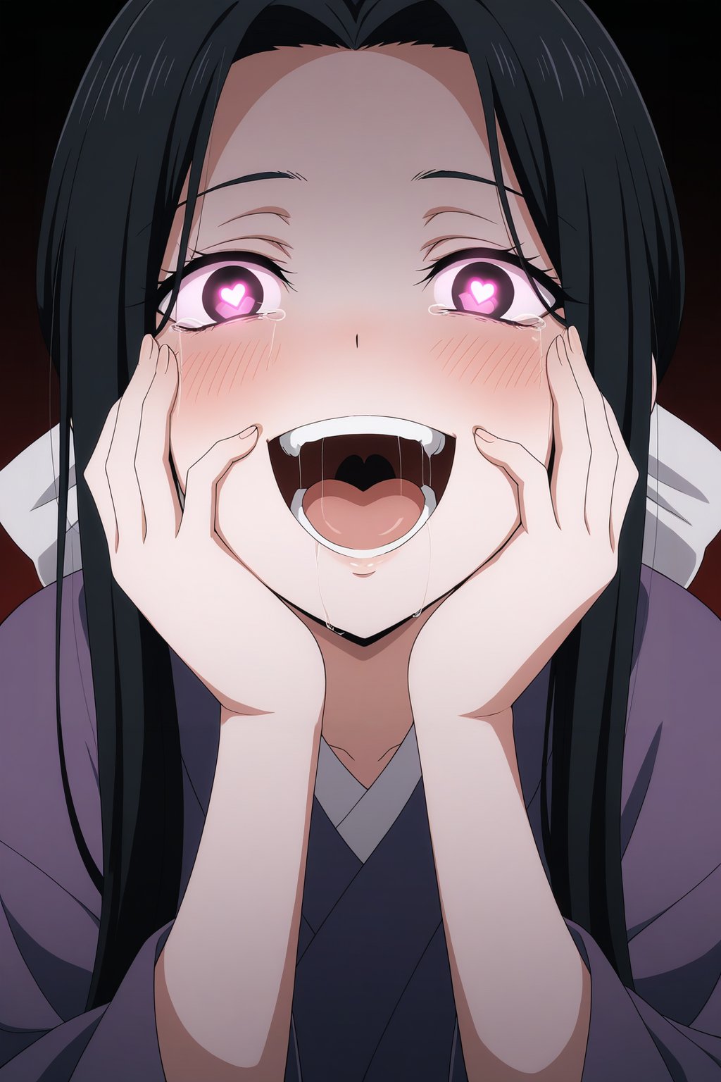 masterpiece, best quality, amazing quality, very aesthetic, absurdres, ultra detailed,
<lora:il_contrast_slider_d1 (ЦВЕТ КАРТИНКИ):-0.8> 
<lora:Shirayuki:0.8> shirayuki, 1girl,
open mouth, heart,
hands on own cheeks, hands on own face, crazy eyes, crazy smile, crazy, heart-shaped pupils, glowing eyes, symbol-shaped pupils, hand on own face, open mouth, glowing, blush, looking at viewer,,