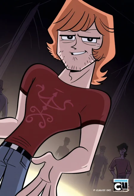 Cartoon source, official art, High Quality, toon, Black LineArt, break
Brandon, 1boy, alone, black eyes, orange hair, facial face, sideburns, black eyebrows, happy look, looking at viewer, shirt, blue pants, broad chest, narrow waist, athletic body, party, dynamic view, dynamic pose, dynamic angle,