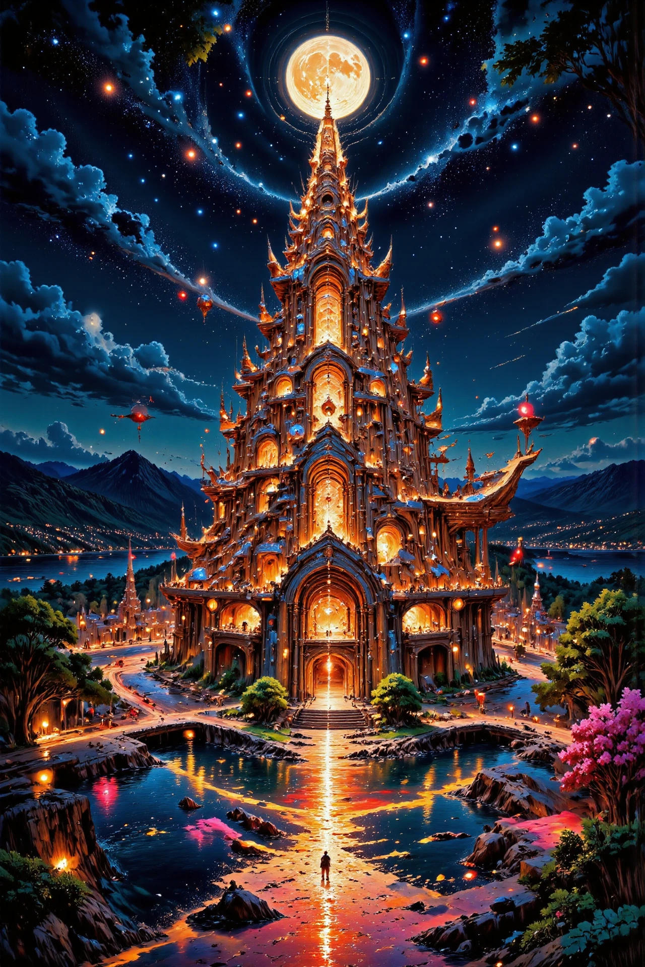 (fantasy city:1.3),  beautiful (Tuvaluan) fantasy landscape,  bright luminous starry night, woman, intricate, very detailed, sharp, colorful, <lora:Hand v2:1> <lora:Anti-Blur:1> <lora:Insane Detail Slider:0.5>   <lora:Flux.1_Turbo_Detailer:0.6> <lora:flux-photo-transparent_Alpha_1.0:0.8> <lora:flux.1_lora_flyway_Epic-detail_v2:0.6> <lora:Painterly01b_CE_FLUX_AIT:0.8> pntrlyCE_style, <lora:VividlySurreal:0.8>, <lora:FluxMythP0rtr4itStyle:0.8> mythp0rt
