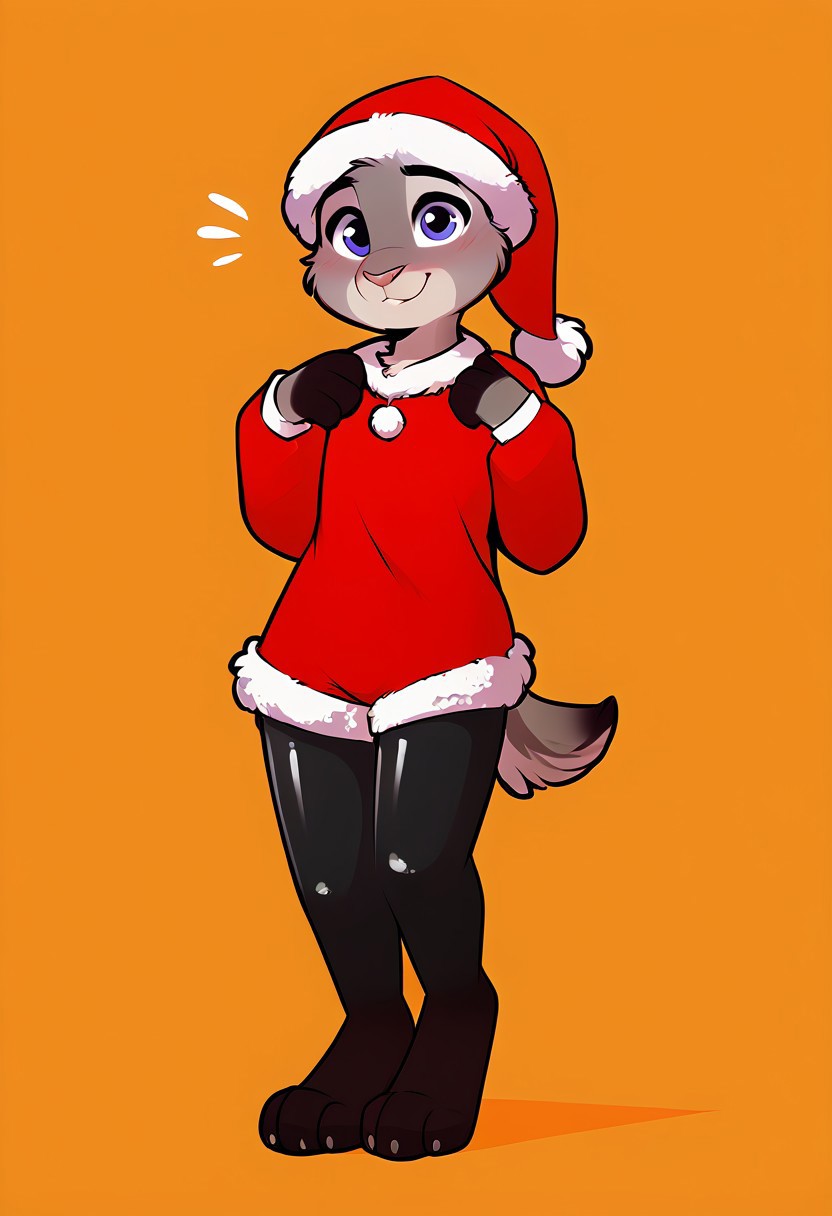 ((By Tom_fischbach)),Expressiveh, adult, 18yo, Expressiveh, score_9, score_8_up, score_7_up, score_6_up, score_5_up, score_4_up, 1girl, solo, judyhopps, petite, small breasts, standing, christmas party, flustered, blushing, (full body), paws,smiling, latex stocking, epiCPhoto, zPDXL3, sexy, fluffy_new_year, merry_furistmas, tail, (santa outfit), shorts,
full_body,1girl,solo,blush,look at viewer,
source_cartoon, cute, five fingers, looking at viewer, blush, small ass, flat chest, anthro, furry, desire, light background,