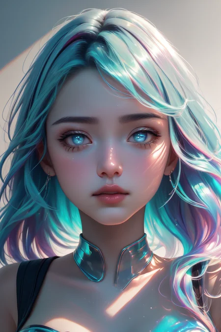 breathtaking 1girl, wide shot, facing viewer, trending on artstation, pixiv, digital art, anime masterpiece, dynamic lighting, beautiful aesthetic, 4k, award winning, hd, detailed backgound, <lora:Mild detail adjusterV10:0.2> <lora:beltbra_v0.1:1> iridescent beltbra <lora:Highcut_v2:1> iridescent highcut panties <lora:iridescent_hair:0.5> glow hair, multicolored hair <lora:iridescent_clothing-1.0:0.4> iridescent clothing <lora:Bright_Eyes:0.7> AGGA_ST002, bright pupils <lora:Loraeyes_V1:0.5> loraeyes, aqua lips, <lora:lcm-lora-sdv1-5:0.7>, masterpiece, award-winning, professional, highly detailed, high key lighting