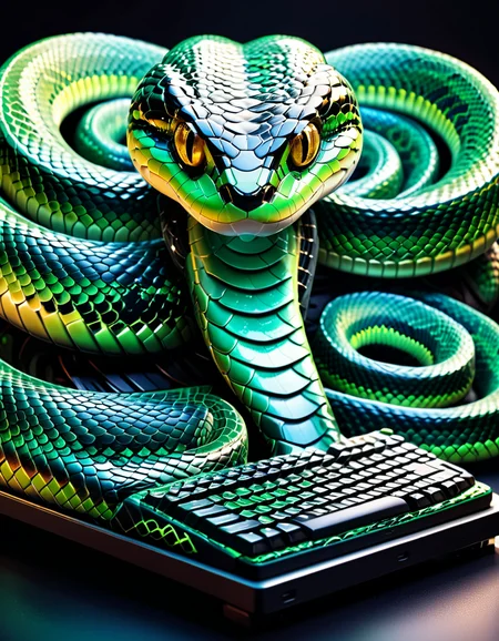 "A surreal snake-scale keyboard, each key a living, undulating snake scale, tactile and slightly organic, mystical glowing inscriptions forming philosophical phrases, cyberpunk aesthetic with biotechnological undertones, intricate mechanisms blending robotics and nature, dark and mysterious lighting, emotional resonance of wonder and unease, intricate detailing, hyperrealistic textures." <lora:SDXLFaeTastic2400:0.4> <lora:extremely_detailed:0.4> extremely detailed, <lora:sn4ke:1>,sn4ke, Masterpiece,best quality,hi res,8k,hi res,8k,award winning,(sharp focus, intricate, highly detailed),