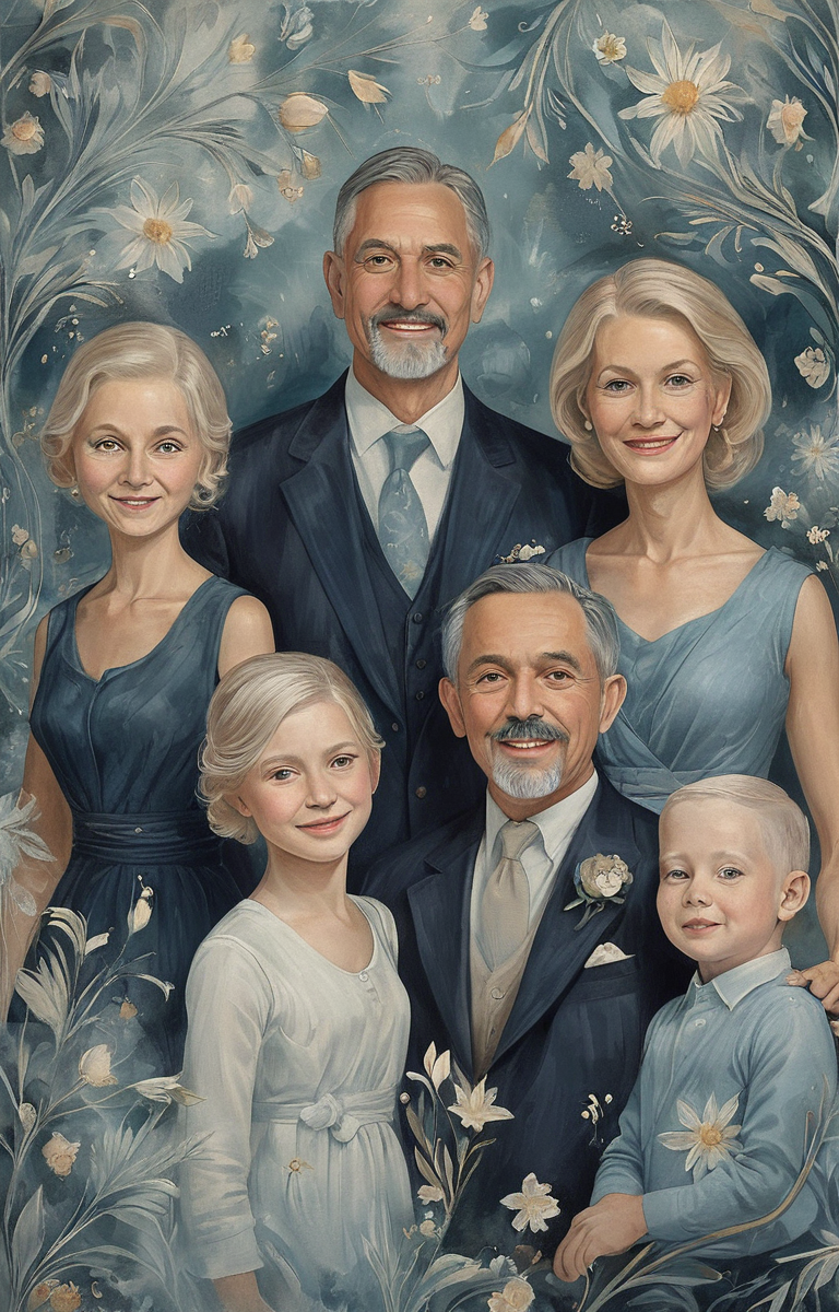 masterpiece,best quality,<lora:tbh47-sdxl:0.9>,illustration, portrait of family