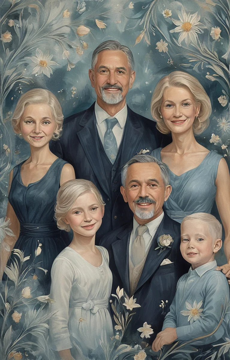 masterpiece,best quality,<lora:tbh47-sdxl:0.9>,illustration, portrait of family