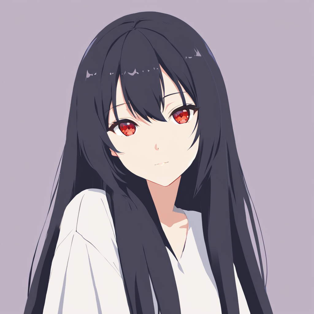 (masterpiece:1.2), (best quality:1.4), vector-artstyle, flat color, simple background, 1girl, solo, red eyes, black hair, long hair, bangs, upper body, looking at viewer, <lora:Perfect Hands:0.8>, <lora:neg4all_bdsqlsz_xl_V7:1>, <lora:vector-artstyle-000003:0.6>