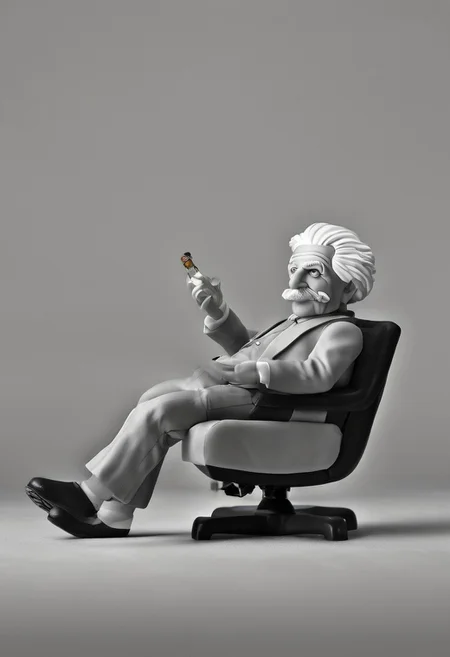 novuschroma53 style, albert einstein, working in his laboratory <lora:novuschroma53 style:1>