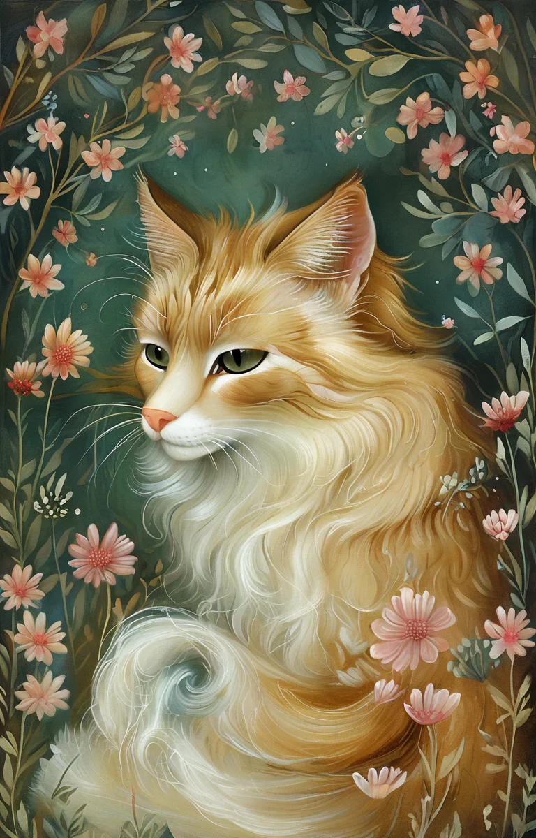 masterpiece,best quality,<lora:tbh148-sdxl:1>,illustration,style of Amanda Clark, cute Mainecoon cat