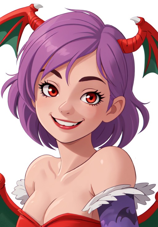 <lora:darkstalkers_lilith_nai:0.8>, darkstalkers_lilith, portrait, smile,