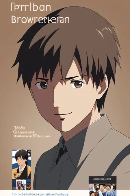 high resolution, solo, best quality, 1Boy, Takaki Toono, Brownish Hair, Brown Eyes, brand ambassador, brochure design, OverallDetail