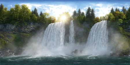360panorama,A Sun,Centered Horizon,<lora:HMSGèªæå
¨æ¯XL:0.5>,<lora:HMSG飿¯XL:1>,majestic waterfall, dense forest, sunlight filtering through trees, splashing water, detailed, Thomas Kinkade style, realistic, vibrant colors, 3D rendering,4K ultra HD,