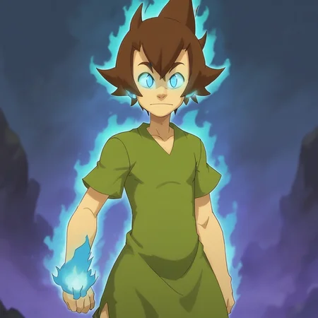 wakfu,1boy,green shirt,brown short hair,tall,blue fire aura,glowing eyes
<lora:wakfu-000019cs2:0.6>, <lora:Shaggy_RogersXL:0.81>