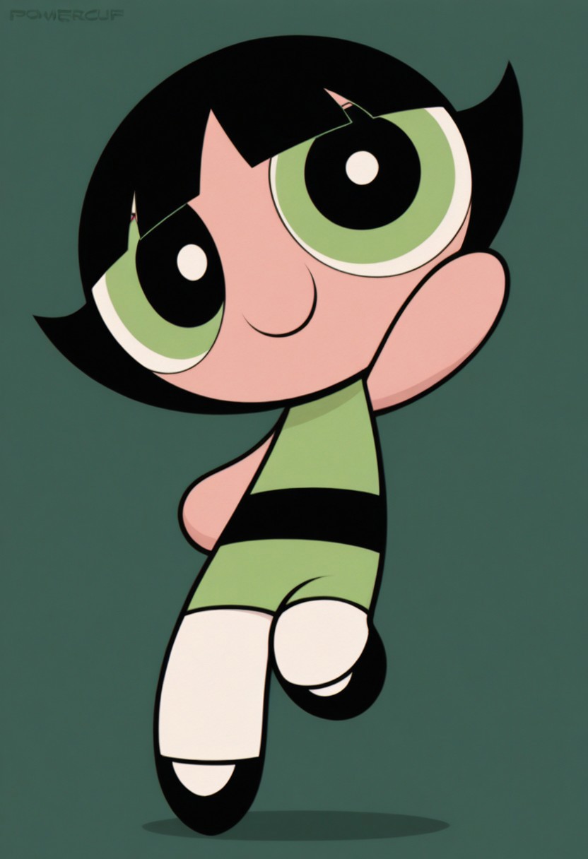 masterpiece,Powerpuff Girl buttercup,1girl,smile,