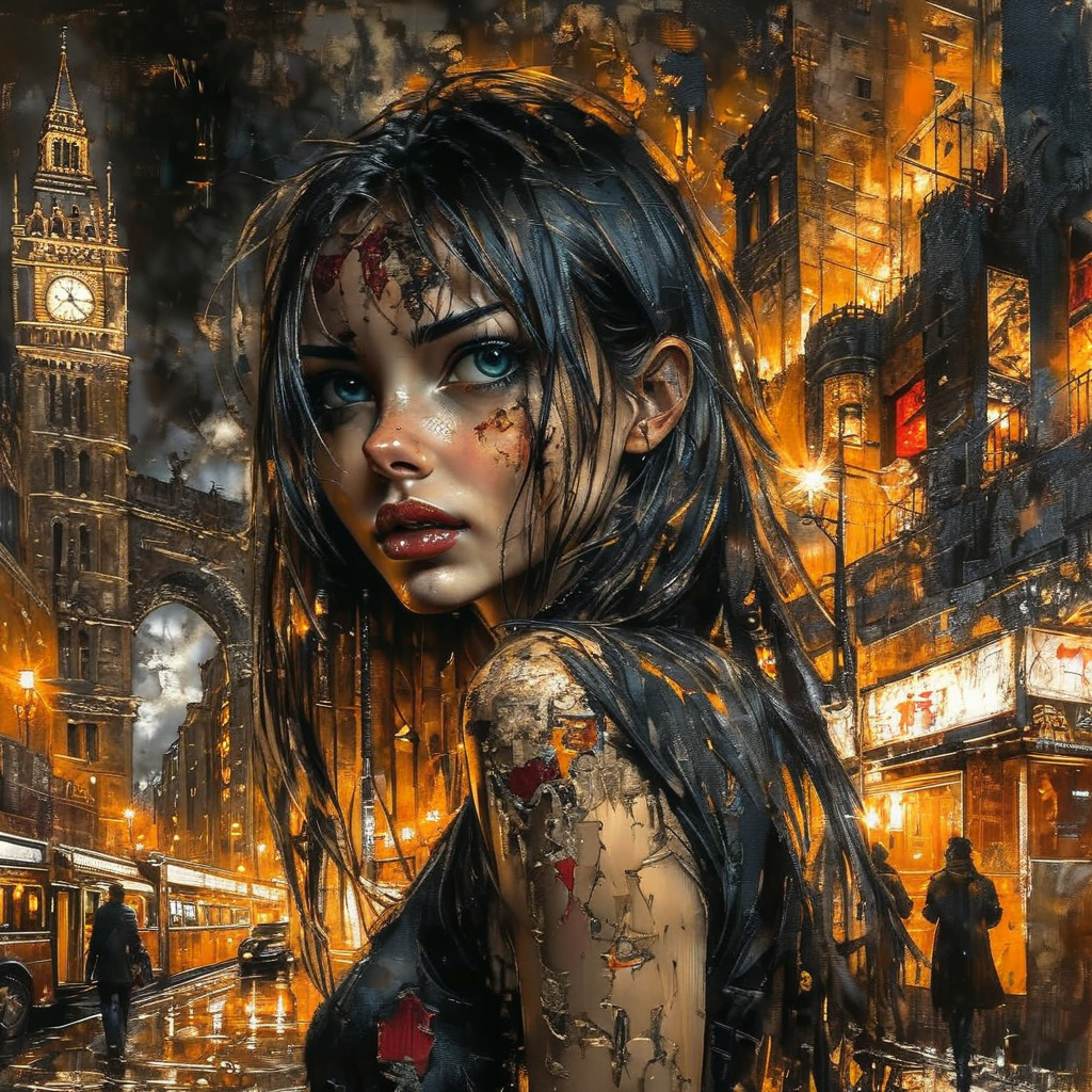 shamanqua  girl in city, very detailed<lora:shamanqua:1>