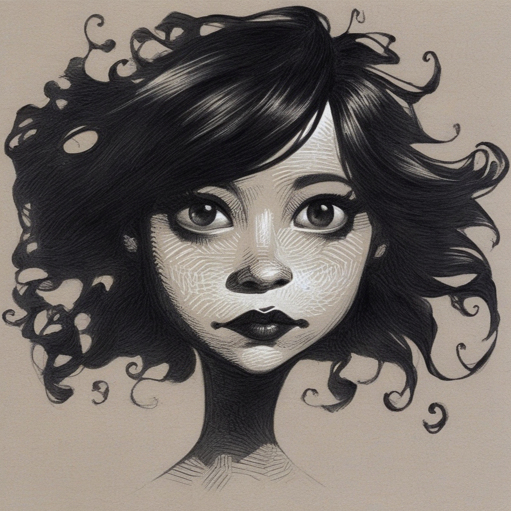 drawix5  drawing  girl face, surrealistic,  black ink<lora:drawix5:1>