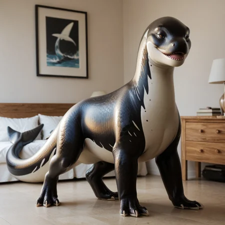 score_9, score_8_up, score_7_up, score_6_up, score_5_up, score_4_up, masterpiece, high quality, realistic, detailed, best quality, solo, rating_safe, source_furry, bedroom, smiling, seductive, looking at viewer, standing, AquaticDragon, dragon, scales, dolphin dragon, full body, black scales, white underbelly, two-tone skin, 1girl, female, feral, close up
