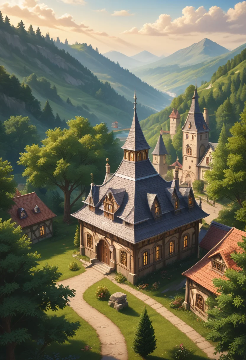 score 9, score 8 up, score 7 up,
small medieval village next to a forest, aerial view, deep focus, d & d, fantasy, intricate, elegant, highly detailed, digital painting, artstation, concept art, matte, sharp focus, illustration, hearthstone, art by artgerm and greg rutkowski and laura sava and alphonse mucha, <lora:sdxl_lightning_8step_lora:1>, <lora:add_detail:0.5>