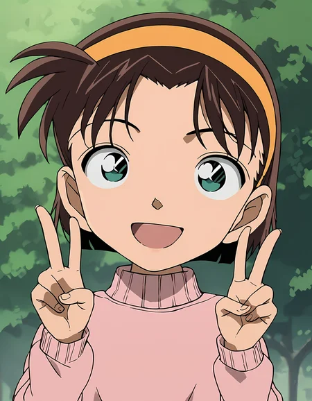 score_9, score_8_up, score_7_up, score_6_up, score_5_up, score_4_up, source_anime, <lora:AyumiY_T1V1:0.90>,
1girl, solo, flat color, anime screencap,
AyumiY_T1V1, female child, chibi, brown hair, short hair, aqua eyes, orange hairband,
pink sweater, turtleneck sweater, long sleeves, 
hands up, double v, 
looking at viewer, smile, open mouth, 
upper body,