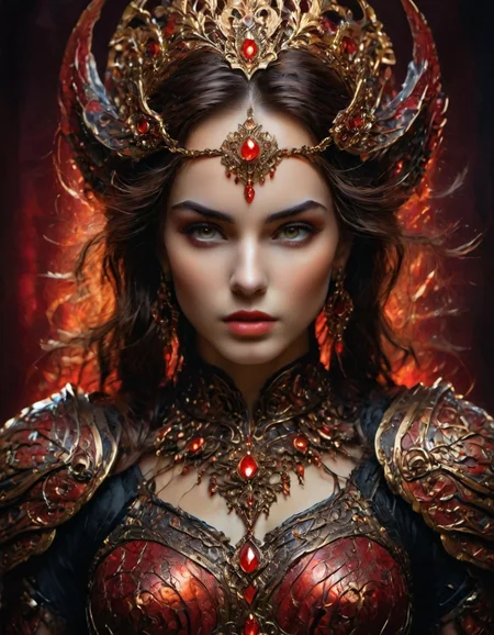 a woman, artistic, ultra detailed, red and black armor, (jewelry:-1.5), a woman, artistic, ultra detailed, red and black armor, (jewelry:-1.5), pretty, attractive, cinematic, stunning, highly enhanced, intricate background, rich deep colors, amazing, glowing, sharp focus, great composition, thought, perfect complex, elegant, brilliant, best, real, imagined, dramatic ambient, innocent, epic, designed, professional