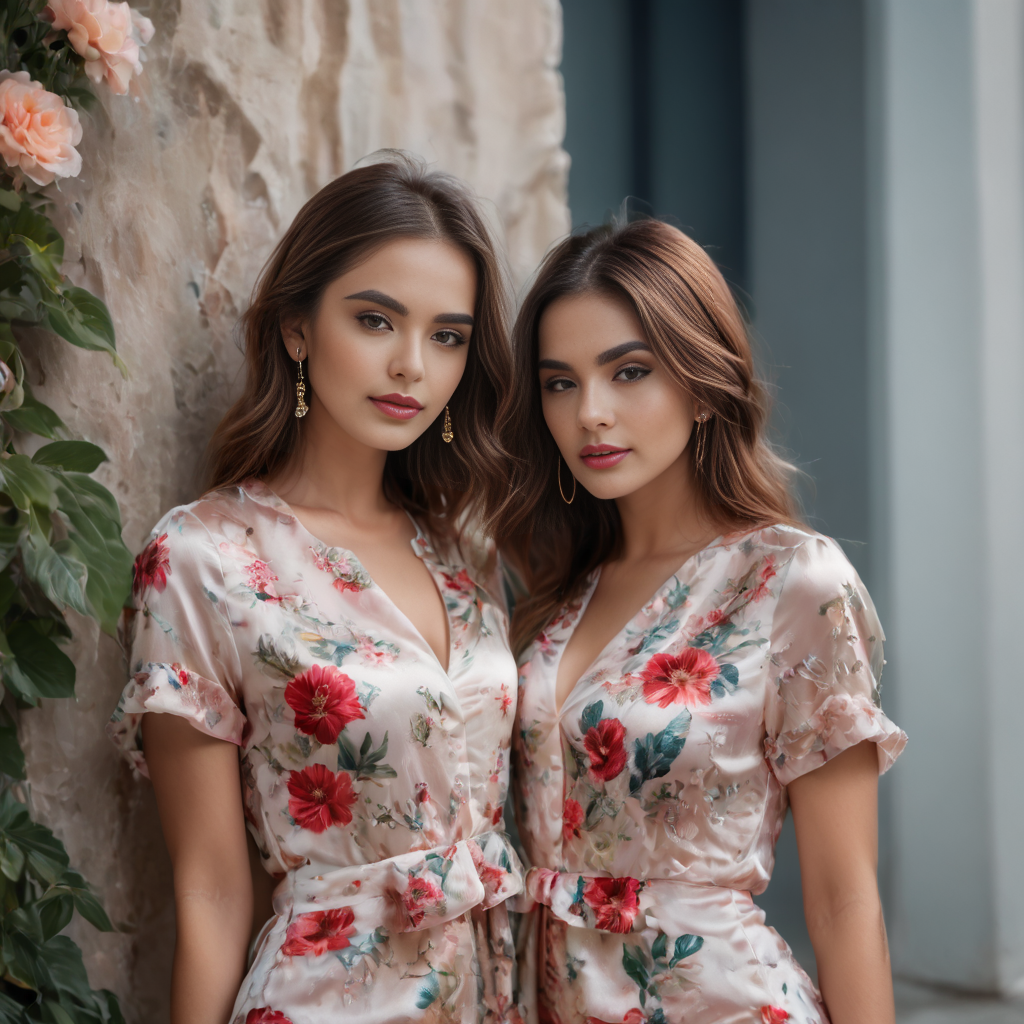 score_9, score_8_up, score_8_up, realistic two pakistani curvy women wearing a   satin (( reflective floral_satin_teeshirt )),unique hair  style,  photorealistic,hd,8k
 <lora:pony_satin_teeshirt_v1-000006:1.1>