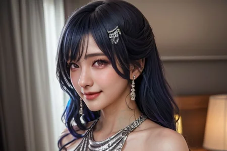 (Hane_Ame l (@haneame_cos) in sexy Frayed clothes((Sparkly silver dress)) :1.7) strip dance at love hotel, pale skin, (bangs and side tail hairstyle : 1.2)  ,long azure blur hair, big natural saggy tits, film cinematic, analog photography, messy hair, (Masterpiece, Best Quality, High Quality:1.0), professional artwork, Intricate Details, sharp focus, (smiling, seductive look, Glittering jewelry, aiamond necklace , :1.1), azure blue hair, ultra detail face, perfect eyes, perfect face, (random camera range, random camera angle : 1.0), detailed background,( smiled :1.0), portrait:1.2, (a detailed full body photo of a girl), background is motel in thailand, sharp lips, perfect erect nipples, (light make up), nsfw
((high quality, absurdres, best quality, ultra photo realistic, ultra realistic ,extreme detail, masterpiece,raw,8k)),