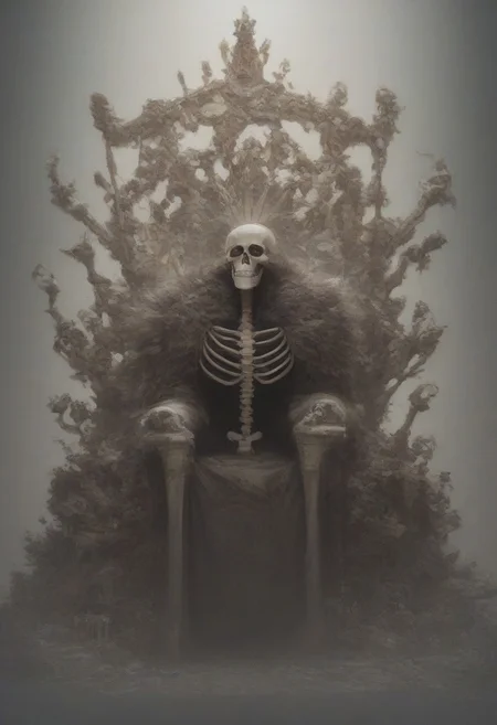 score_9, score_8_up, score_7_up, score_6_up,
one skeleton of dead king wearing crown on a lavish golden throne, boneswm