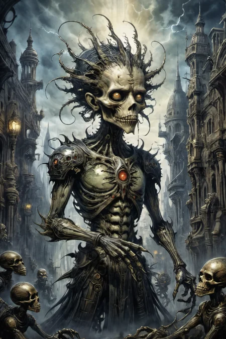 "CIVITAI",illustration in the style of [gris grimly|Clive Barker|H.R. Giger|Greg Rutkowski],sparks fear and imagination in the viewer,masterpiece,intricately detailed,awe inspiring,, Ultra-HD-details