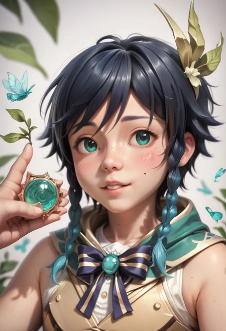 score_9, score_8, score_7, score_6, Miniature, venti_(genshin_impact),male,detailed face,photorealistic face:cute face:0.5