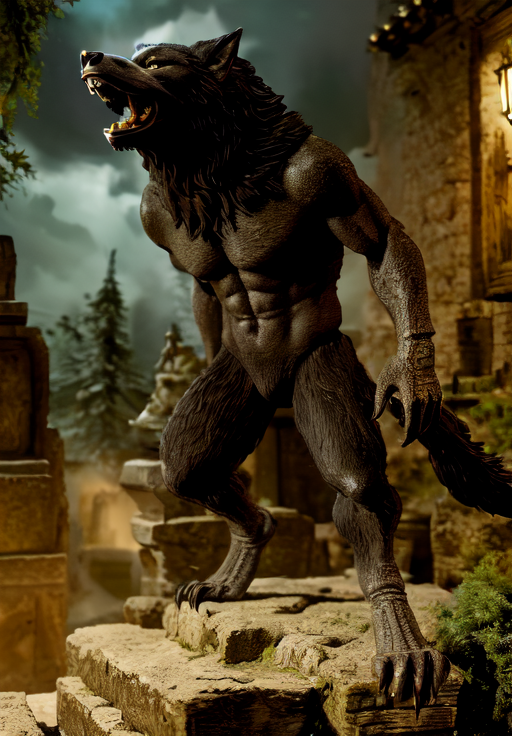 <lora:Werewolf:0.8>, Werewolf, howling, (masterpiece, best quality, absurdres, detailed, ultra-detailed:1.3), (highly detailed, high quality:1.3)