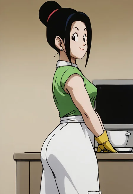 708, score_9, score_8_up, score_7_up, score_6_up, score_5_up, score_4_up, uncensored, 3D, blender, BREAK,
, shiny skin, detailed eyes, (bubble butt), wide hips, thick thighs, hyper hips, small breasts,pery breasts, gigantic ass, voluptuous, venus body, kitchen, quarter angle view, thin waist, slim waist,, smug, , Yelftea style, light green shirt, white apron, yellow gloves
