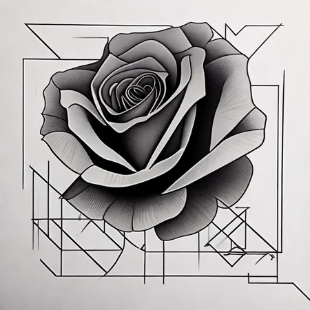 <lyco:Geometric_drawing_style_Sa_May :1.0> rose by Geometric drawing style