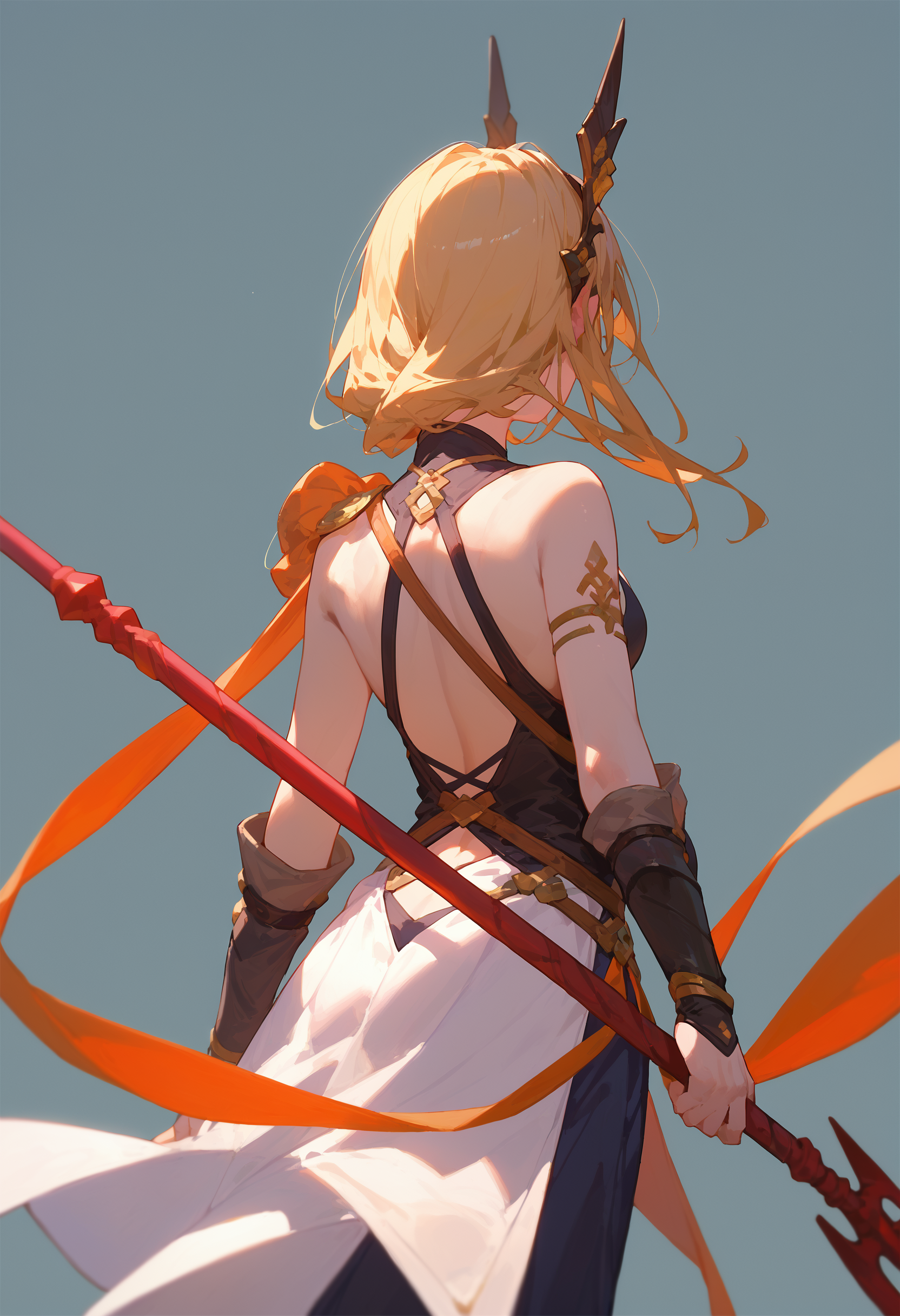 score_9, score_8_up, score_7_up, 1girl holding polearm from behind, simple background
<lora:holding_polearm_from_behind_pose_final:1>