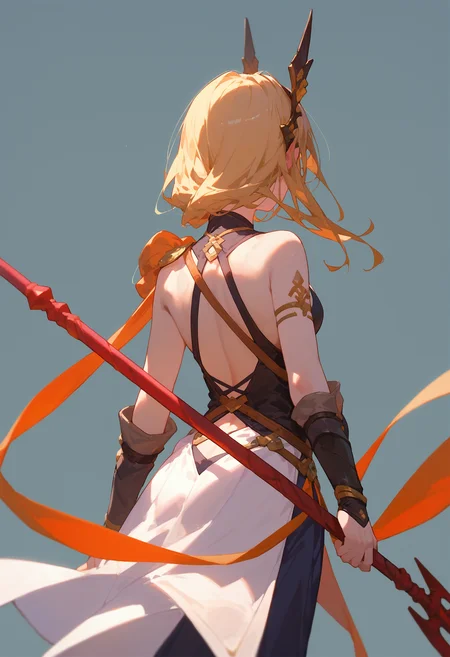 score_9, score_8_up, score_7_up, 1girl holding polearm from behind, simple background
<lora:holding_polearm_from_behind_pose_final:1>