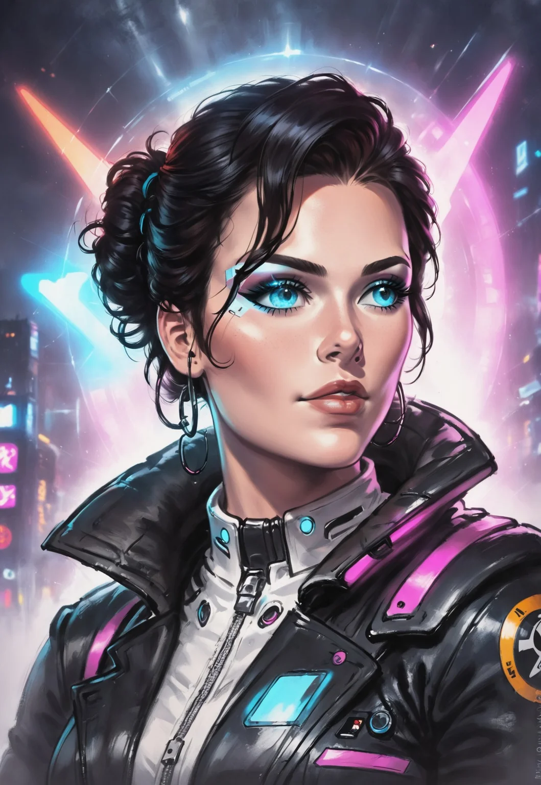score_9, score_8_up, score_7_up, 1girl, solo, futuristic scientist, sleek lab coat with glowing neon accents and high-tech gadgets, advanced holographic tablet with a transparent screen and interactive controls, short curly black hair with cybernetic implants, realistic, cinematic angle, cinematic lighting, slender body, intelligent face, bright blue eyes, focused pose
BREAK
working in a high-tech laboratory
BREAK
source_sci-fi_art, rating_explicit, expressive, full body, dynamic pose
BREAK
detailed beautiful background, futuristic lab with advanced machinery and holographic interfaces, glowing neon lights and transparent screens, robotic assistants and floating drones, distant cityscape visible through large windows, innovative atmosphere with a sense of discovery and progress
<lora:Expressive_H:0.6>Expressiveh, (SimplepositiveXLv1:1.3), (upper body, full clothed:1.85) ((masterpiece)) (ultra realistic, 32k, masterpiece:1.2), (high detailed skin:1.1), (high quality:1.1) (((full clothed))) <lora:DandonFuga_Style_v.2_-_Pony:0.8>
<lora:add-detail-xl:1>
<lora:Dynamic Poses:1>