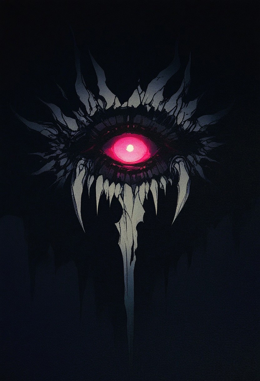 DRKWB, glowing, dark, no humans, glowing eyes, monster, solo