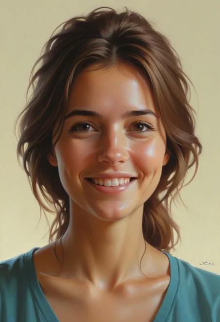 by Ian McQue and Sam Spratt, <lora:EnvyStudioPortraitXL01:0.35> , portrait of leu_hanna2, 25 yo, smiling