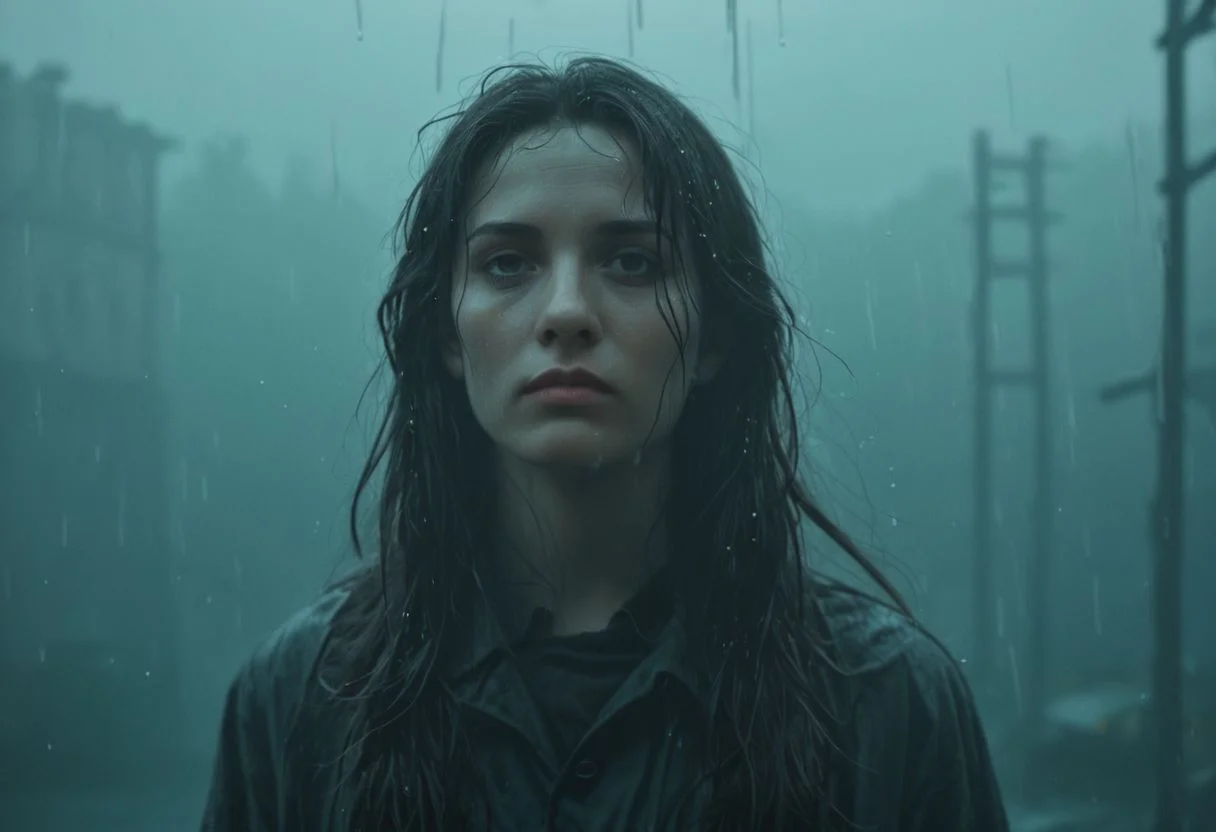 50s old noir cinema; surreal China underwater, night, fog and rain, melting taxi cab; a portrait of an old mad scientist with long hair; dramatic light, cinematic, dark, moody light, film grain, kodak film, old film colors, IMAX 135mm, Wes Anderson style