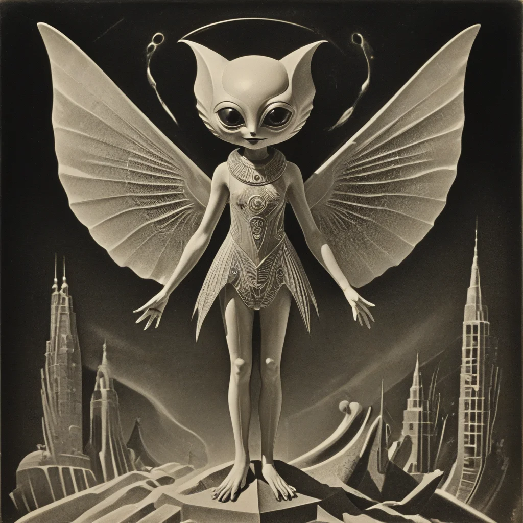 score_9, score_8_up, score_7, quality, BREAK Small Playful Extraterrestrial Crisp Anthropomorphic life form, Flippers, nine-Tailed, Short-Tailed, Icy Scales, Demonic Wings, , monochrome, sepia, Art Deco, Vintage, ArsMJStyle, ArtDecoVintageFuture <lora:ArsMJStylePony-_Vintage_Future:1.2>