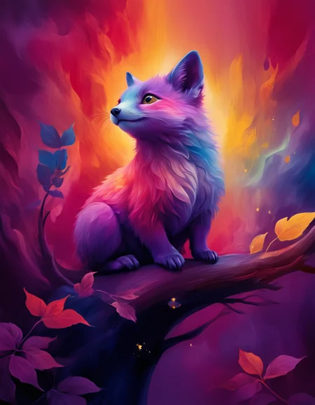 novuschroma82 style cute magical fantasy animal looking up as a painting <lora:novuschroma82 style:1>