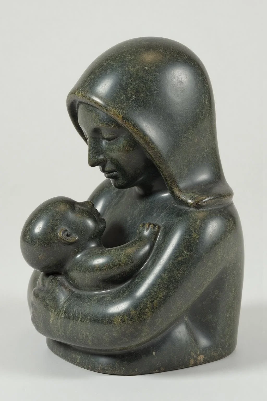 sculpture of a mother holding a baby. <lora:inuit_cap_d6a3e12:0.8><lora:821724490657569990:0>